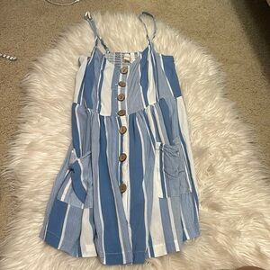 Blue Striped Girls Dress